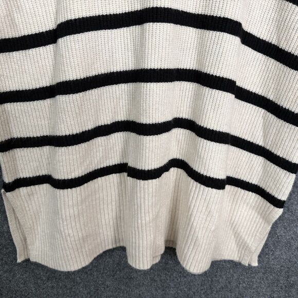 A New Day Pullover Bulky Sweater NWT Cream W/Black Stripe Crew Neck Long Sleeve - Picture 3 of 13